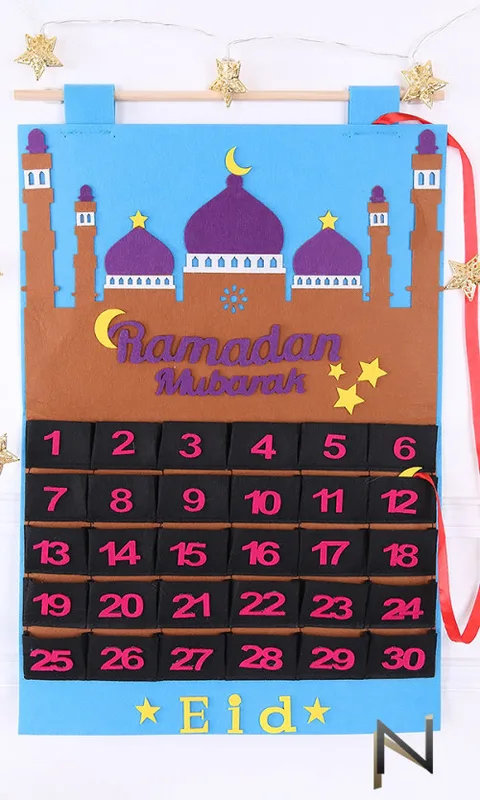 Nabira Calendrier surprise du mois de Ramadan en feutrine, 30 cases (CDS001)
