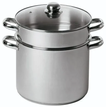 Baumalu Couscoussier traiteur en inox avec couvercle en verre, 26 cm, 11 L (réf. 342646)