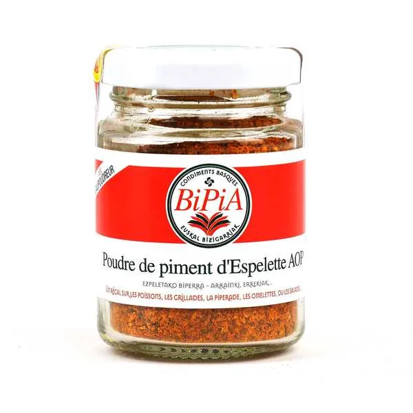 BiPiA Piment d'Espelette AOP en poudre, pot de 40 g