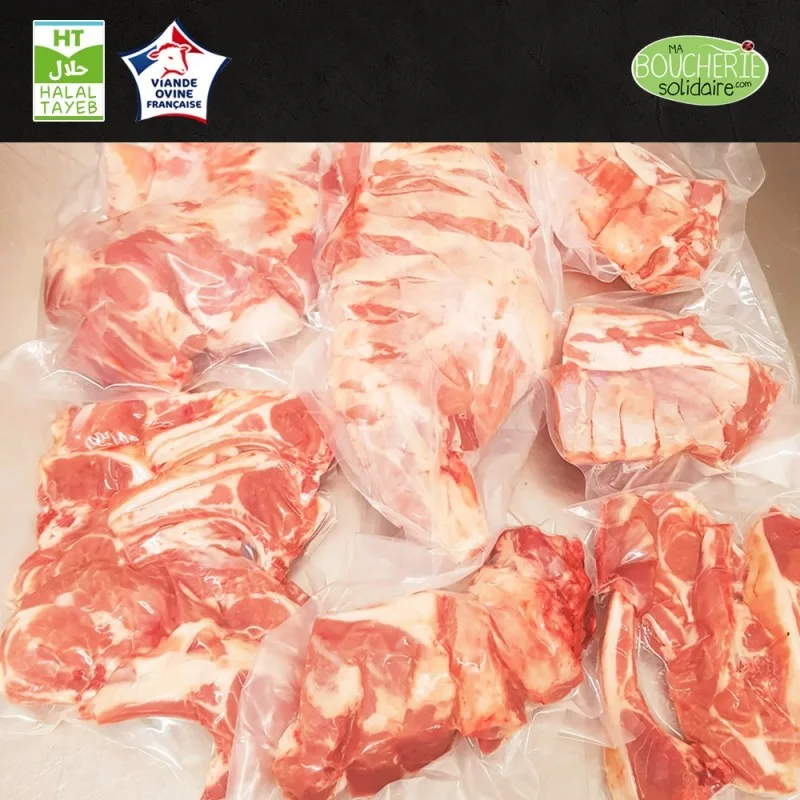 Ma Boucherie Solidaire Demi agneau découpé Naturel Éthique, environ 8 kg