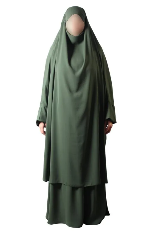 El Bassira Jilbab Caviary 2 pièces, cape et jupe évasée (A2j CAV)