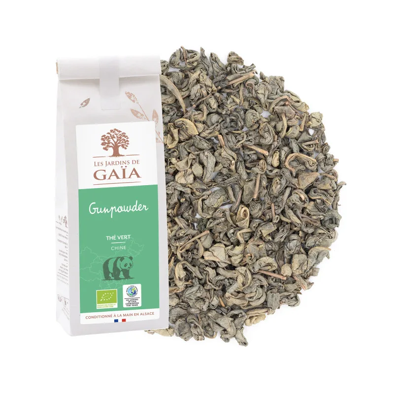 Les Jardins de Gaïa Gunpowder, thé vert bio de Chine, vrac de 500 g