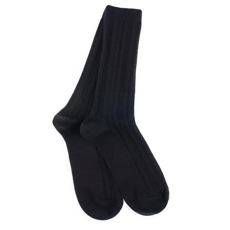 Labonal Chaussettes en laine mérinos et soie Noir - Effet de maille