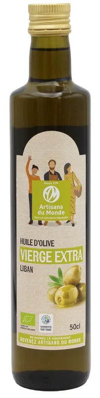 Artisans du Monde Huile d'olive vierge extra du Liban bio, 50 cl