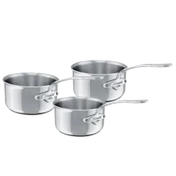 Mauviel Batterie de 3 casseroles en inox M'COOK 16, 18 et 20 cm, sans couvercle (réf. 521050)