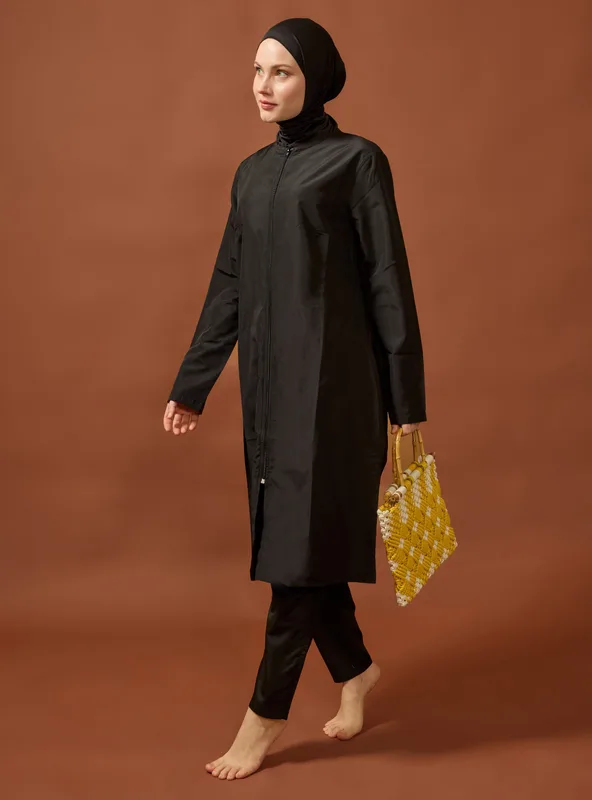 Mayo Bella Burkini Simple Noir, 3 pièces (pantalon, tunique, bonnet)