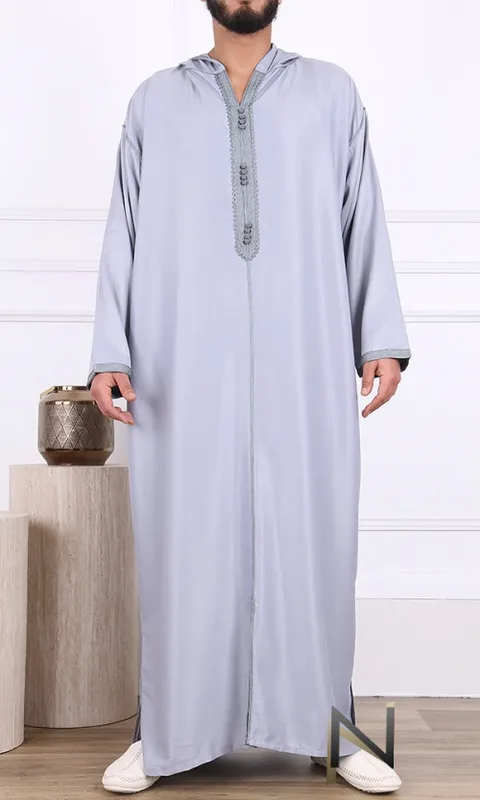 Nabira Djellaba marocaine QH94 manches longues à capuche, 100 % coton