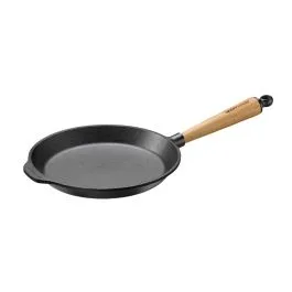 Skeppshult Poêle à frire en fonte Ø 28 cm, poignée chêne (réf. 280E)
