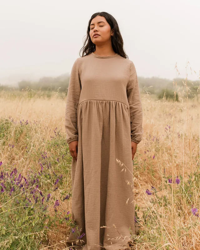 Wraps of Nature Abaya « Maya » à fermeture éclair, adaptée à l'allaitement, en pur coton bio