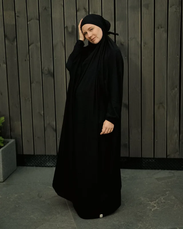 Wraps of Nature Jilbab en coton bio, une pièce (noir)